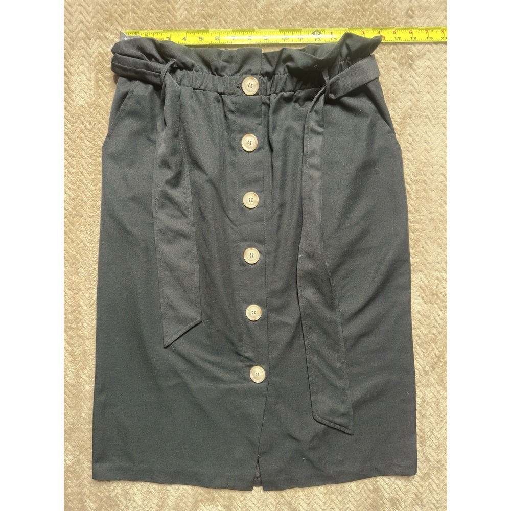 Metro‎ Black Faux Button Front Skirt Women's Fall Boho Large Stretch Classic